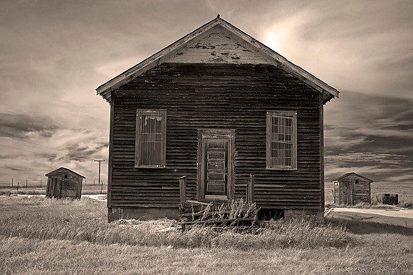 "His and Hers" Abandoned One Room Schoolhouse, North Dakota